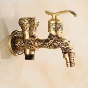 Antique style Brass Dragon Design Faucet With Handle and double spout